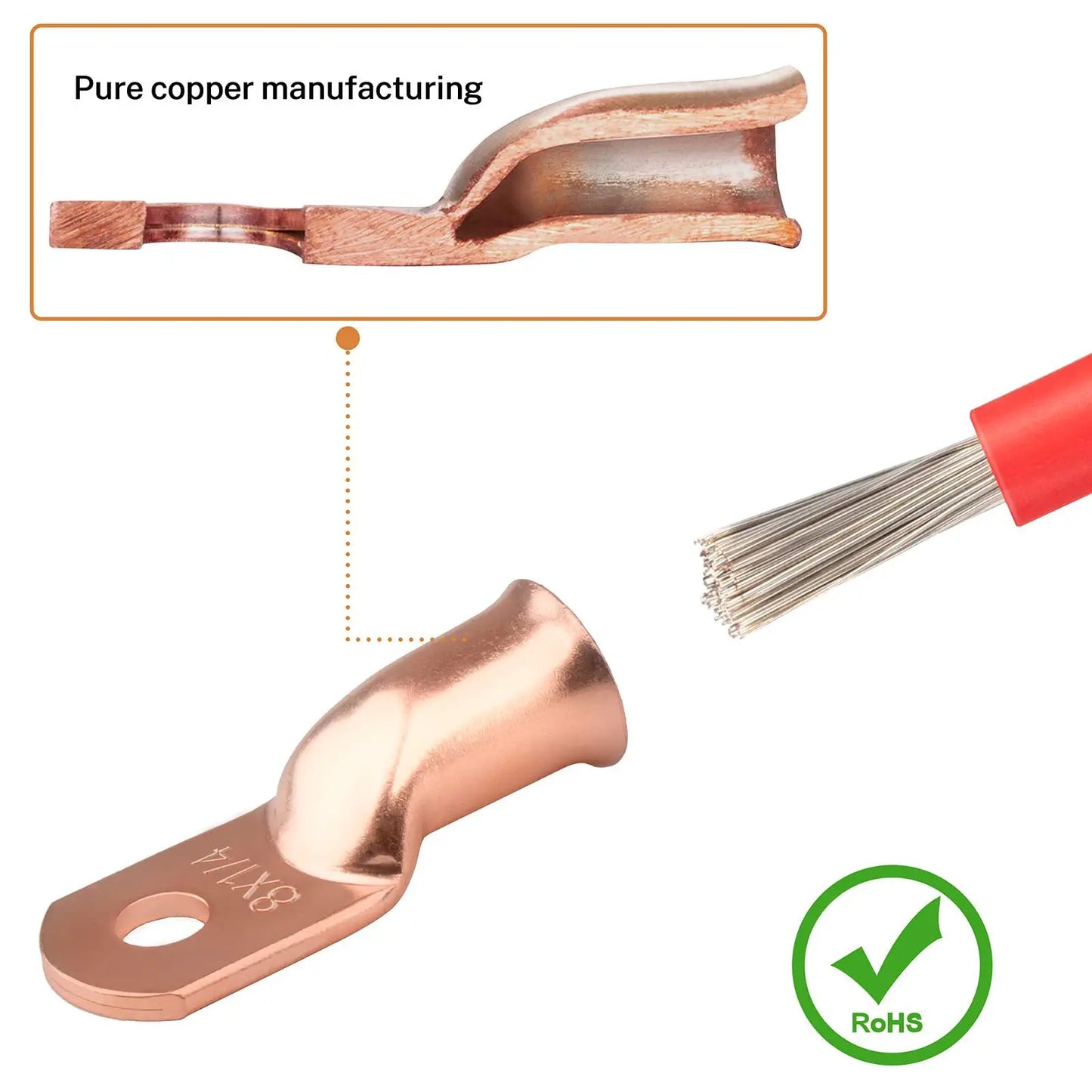 120pcs American Standard Awg8642 Coppper Cable Lug with Heat Shrink Suit 60 60PCs Tube Ring Terminal Connector