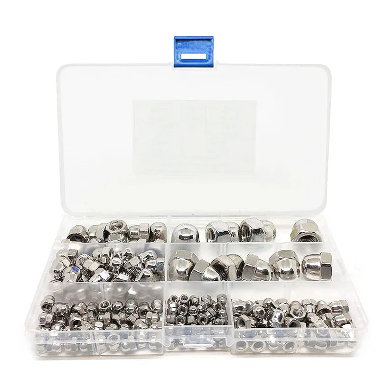 160pcsm3-m12 Box 304 Stainless Steel Ball Head Integrated Cap Din1587 Cap Nut Set