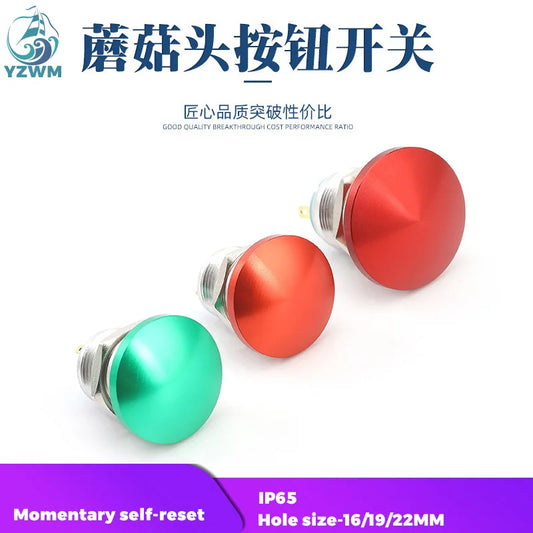 16mm 19mm 22mm Waterproof Ball Head Metal Button Switch Red Green Mushroom Head Self Reset Start Stop