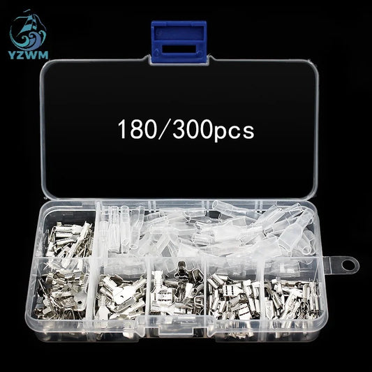 180 / 300pcs Plug Spring + Insert Piece + Sheath 6.3/4.8/2.8 Plug In Cold Pressed Terminal Box