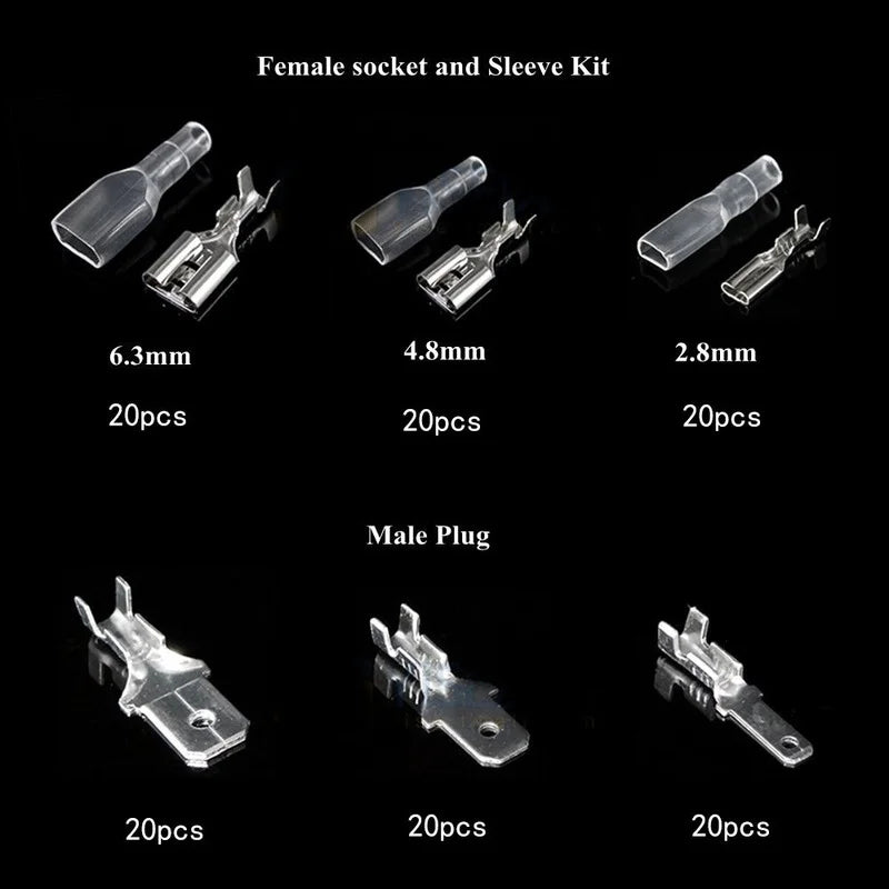 180 / 300pcs Plug Spring + Insert Piece + Sheath 6.3/4.8/2.8 Plug In Cold Pressed Terminal Box