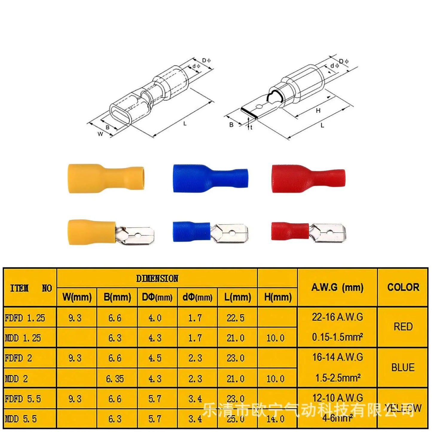 200pcs Fully Insulated Hook Switch Insert Fdfd1.25/2/5.5-250mdd6.3 Fully Insulated End Connector