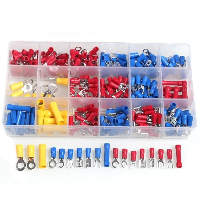 300pcs Cold Compression Wiring Terminal Boxed Combination Male and Female Pre-Insulated Terminal Copper Wire Crimper 30J