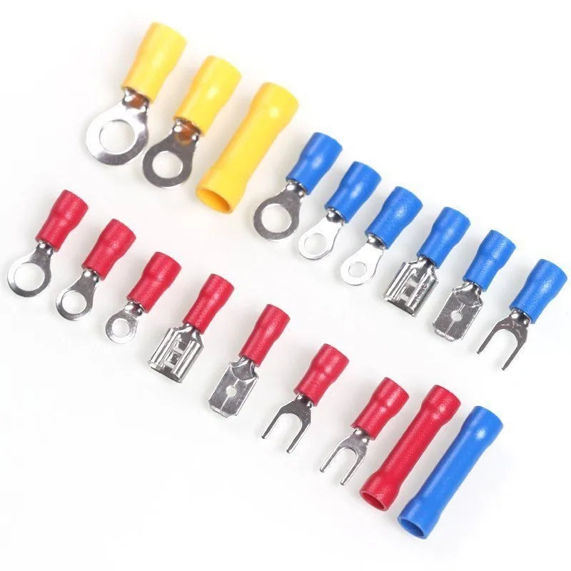 300pcs Cold Compression Wiring Terminal Boxed Combination Male and Female Pre-Insulated Terminal Copper Wire Crimper 30J