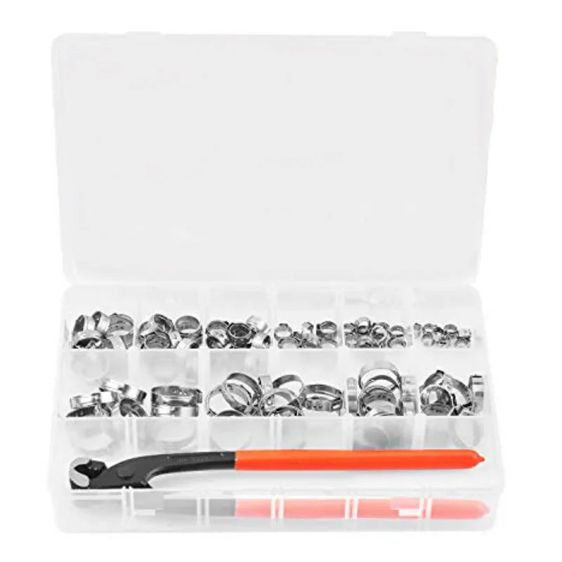 304 Stainless Steel Single Ear Endless Throat Clamp 115pcs with A Clamp Clamp Box Set for Cross Border