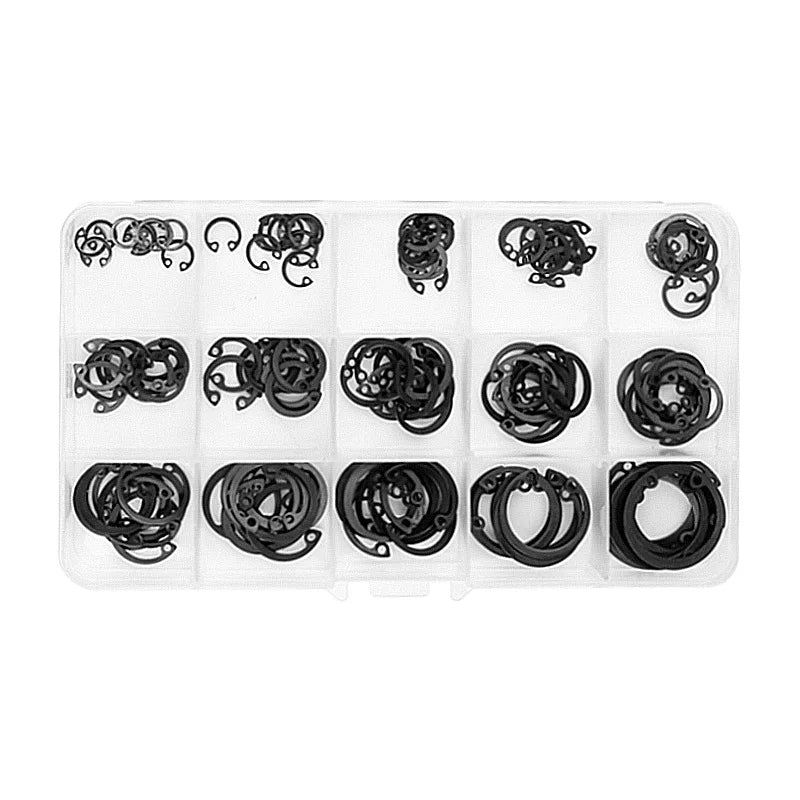 315pcs Shaft Retaining Ring Shaft Clip Spring Bearing External Clip 65Mn Manganese Black Suit Box