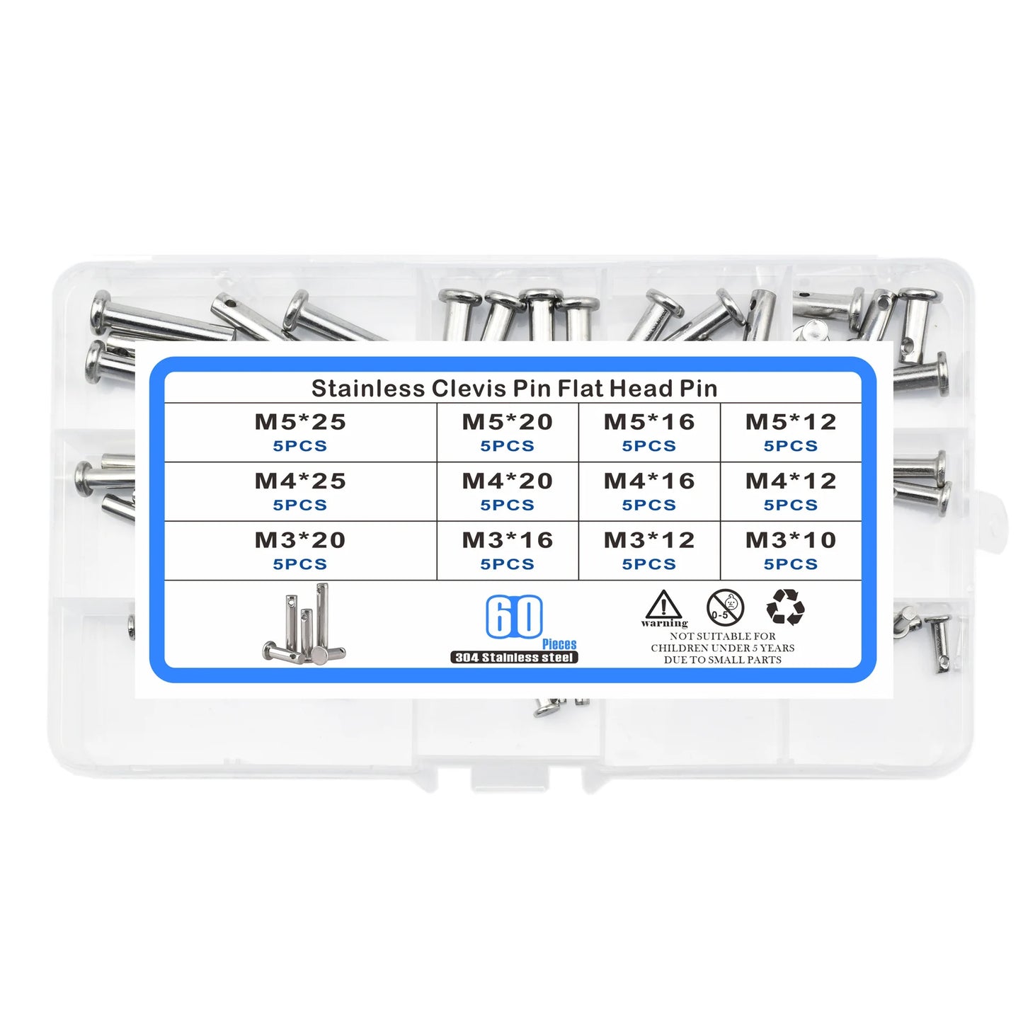 60pcs 304 stainless steel pin shaft flat head cylindrical pin with hole locating pin / gb882