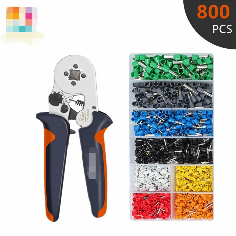 800pcs Tube Type Terminal Crimping Pliers Hsc8 6-4a Boxed Tubular Pre-Insulation Cold Press Terminal