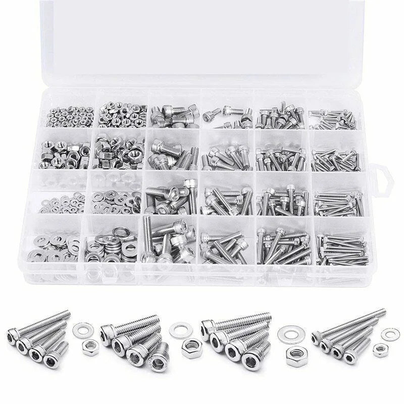 880pcs cup head hexagon box screw nut 304 stainless steel cylinder head screw set