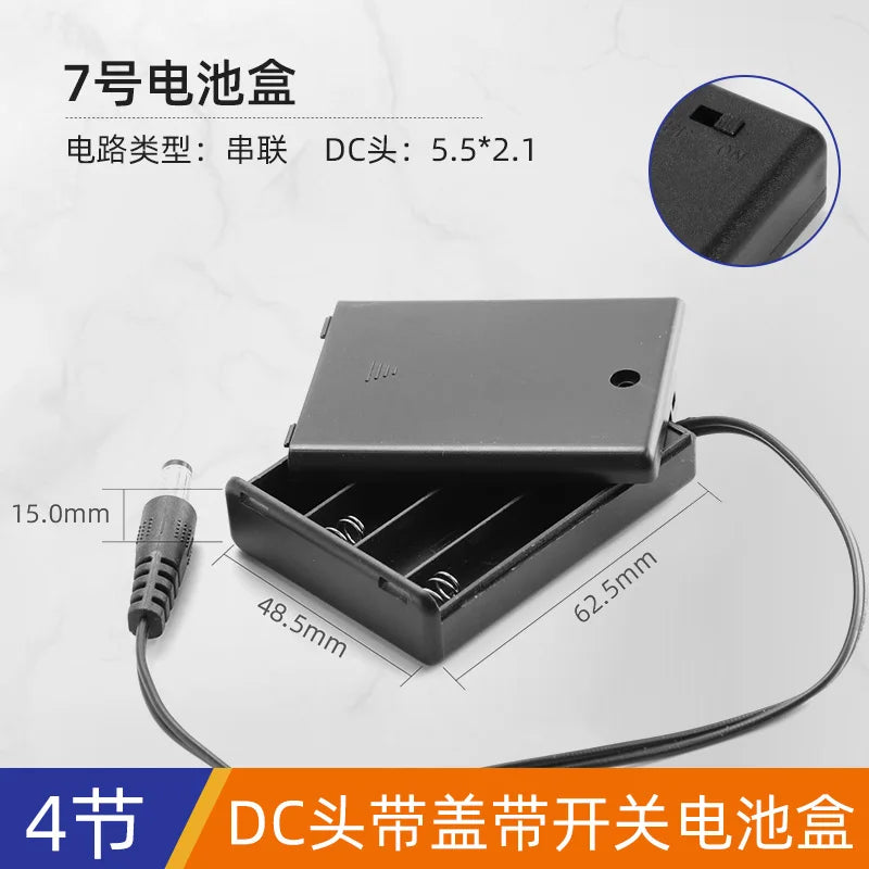 AA No.5  AAA No.7 series battery box tape line with switch DC head DIY battery holder 1 2 3 4 6 8