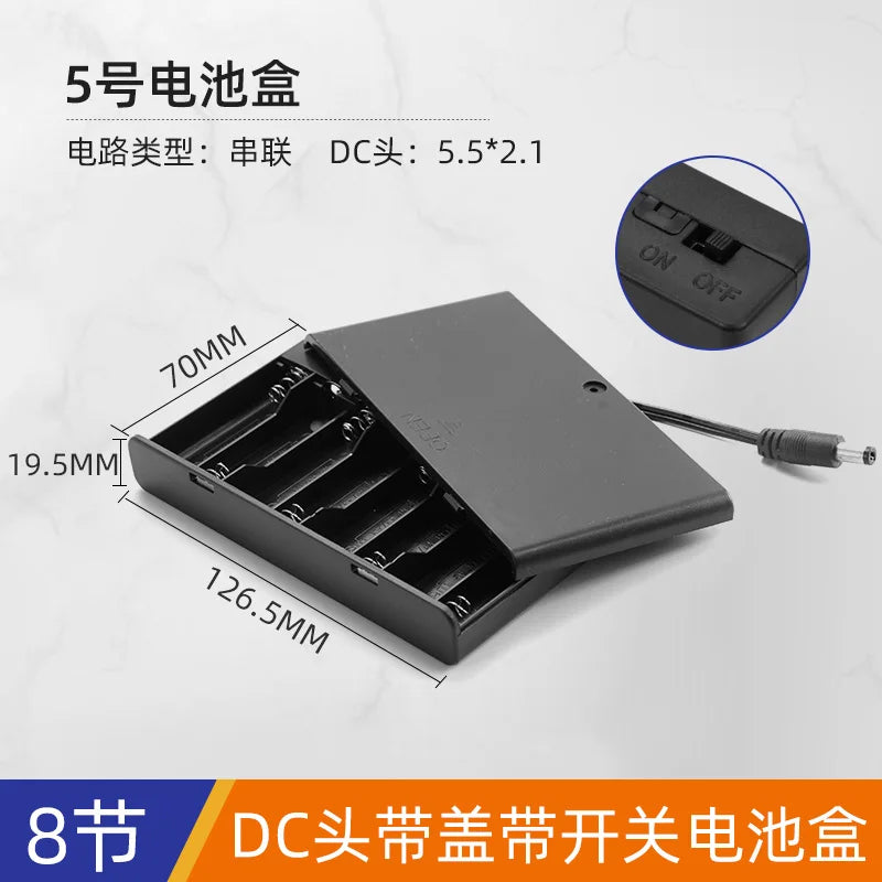 AA No.5  AAA No.7 series battery box tape line with switch DC head DIY battery holder 1 2 3 4 6 8