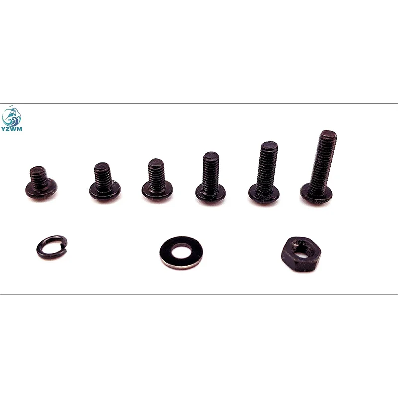 Cross Border Special Supply 300pcs Black Round Head Pan Head, Head Hexagon Screw M3 Bolt Nut Flat Pad Spring Box