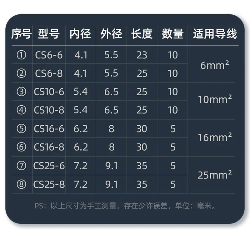 Cross Border Special Supply 60pcs SC Peep Copper Terminal Sc6-25 Copper Nose Box Copper Gold