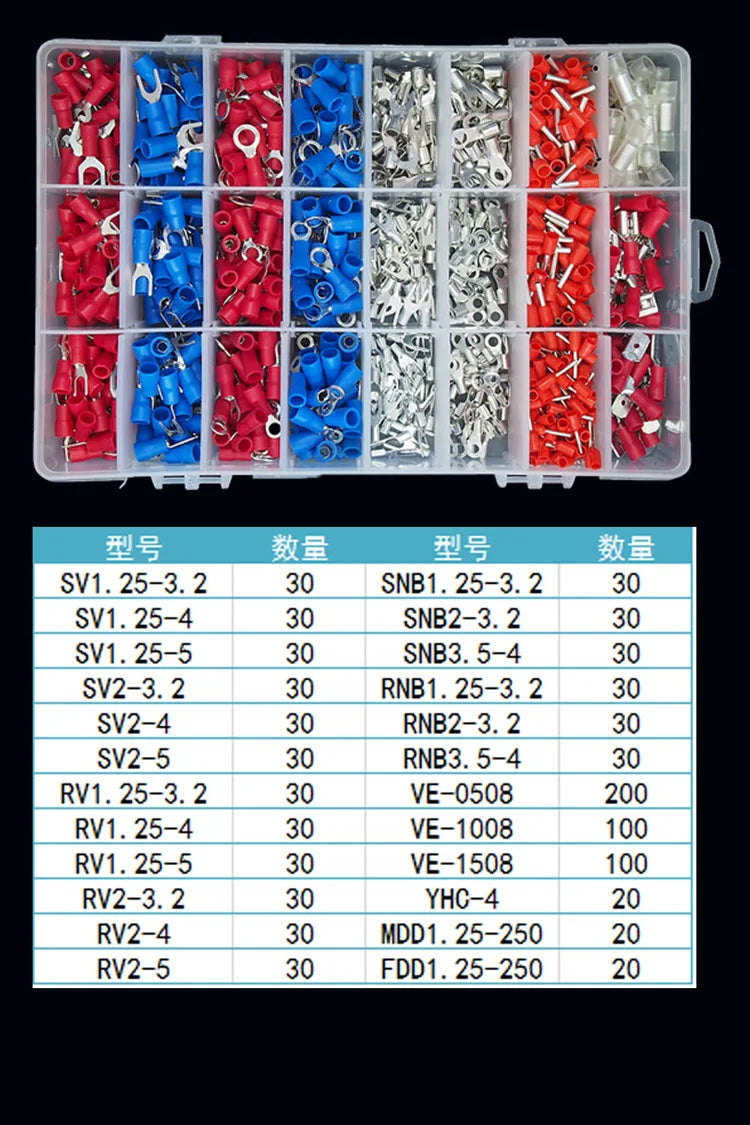 Dedicated Tube Terminal 24 1000pcs Combination Set Cold Compression Wiring Terminal