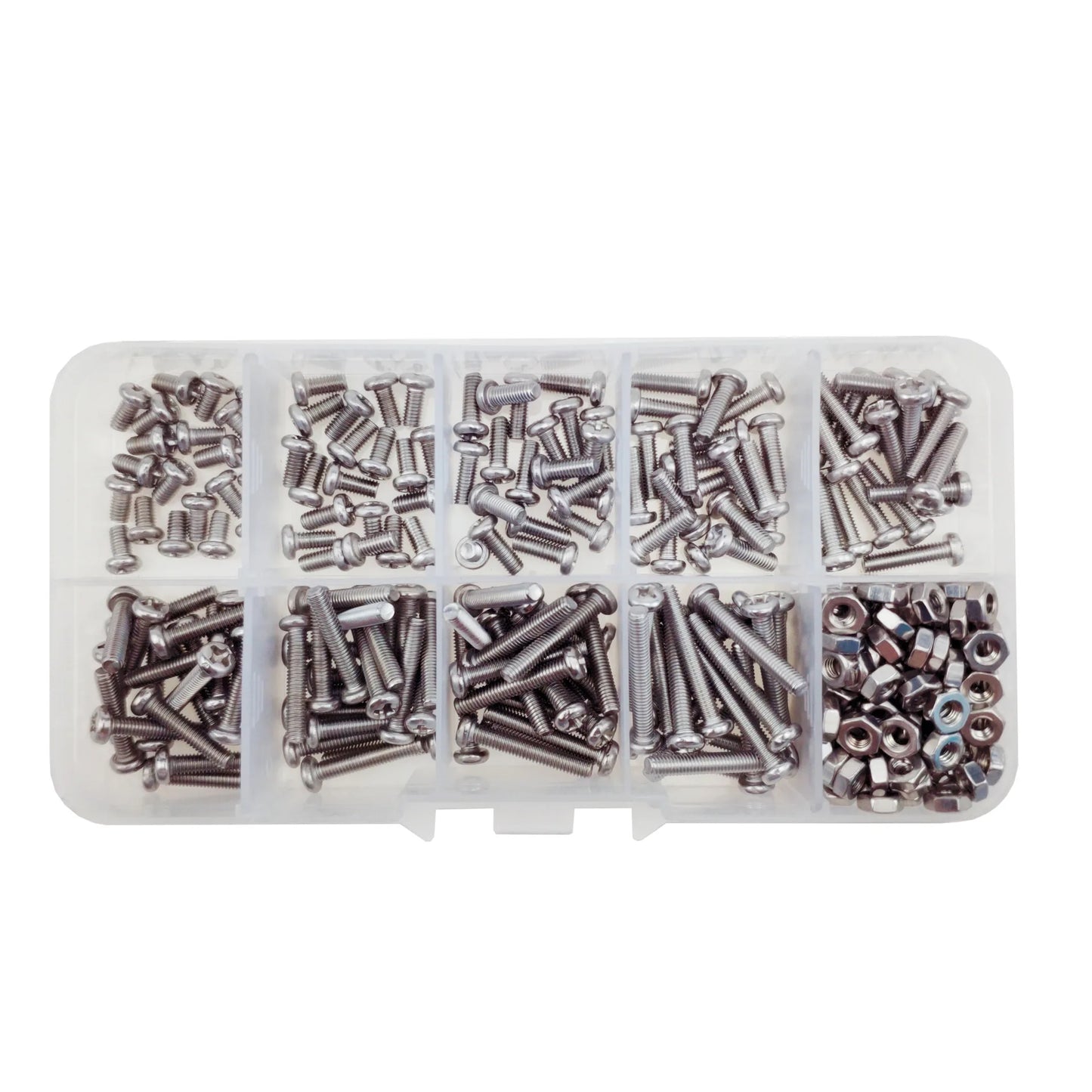 Din7985 Stainless Steel 304 Cross Round Head Pan Head Screw Nut A2 Screw Bolt 340pcs Box M3