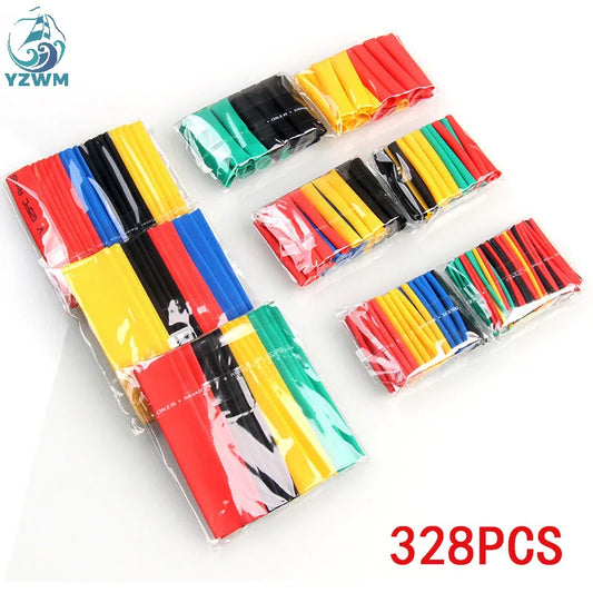 YZWM 328pcs Heat Shrinkable Tube Insulation Shrinkable Sleeve Electrical Thermoplastic Tube Transparent Wire and Cable Set