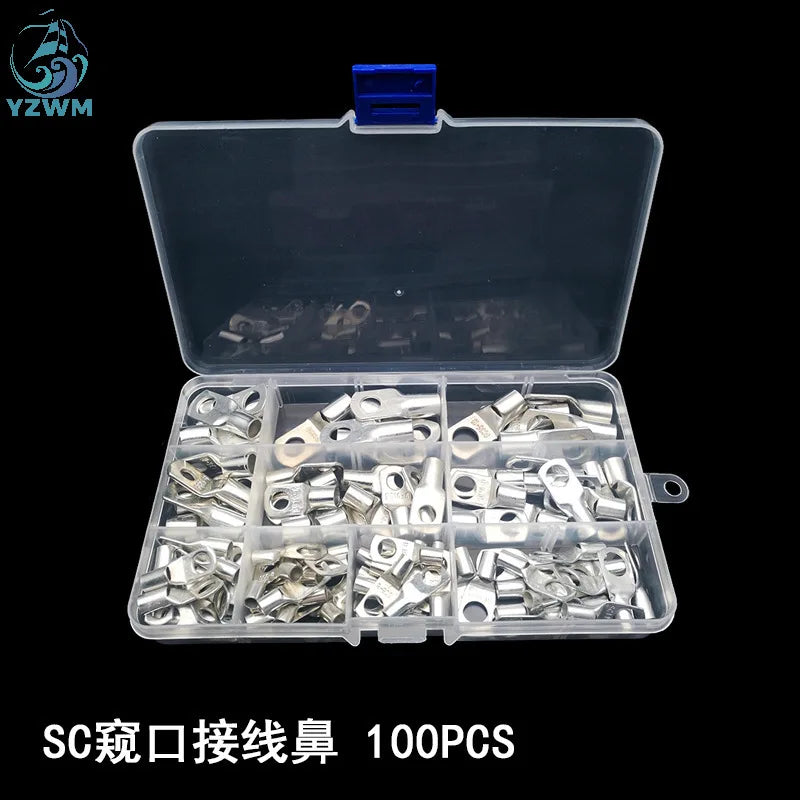 YZWM 100pcs SC Series Peep Copper Nose Copper Terminal SC35 Box Type Crimping Terminal Wire Connector Crimping Head