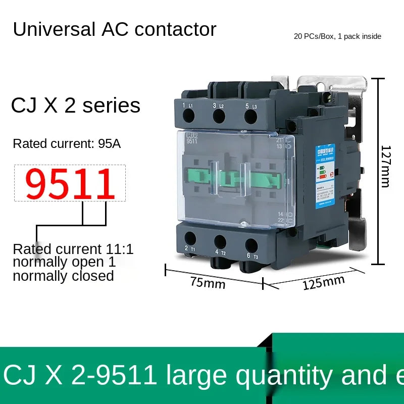 YZWM AC Contactor Cjx2-8011 9511 Dust Proof Three Phase 24V 36V 48V 110V 220V 380V