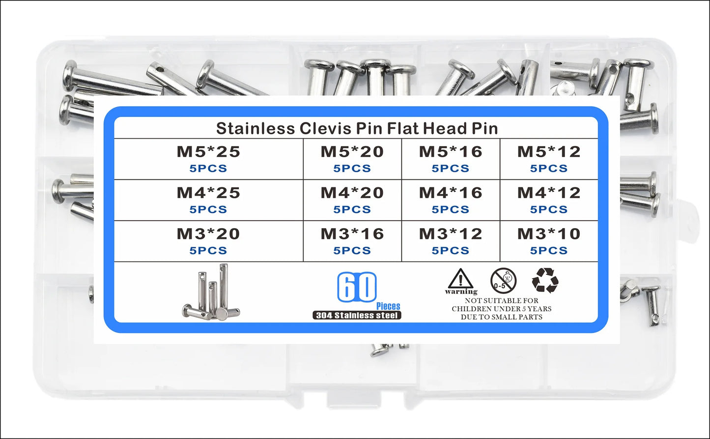 60pcs 304 stainless steel pin shaft flat head cylindrical pin with hole locating pin / gb882