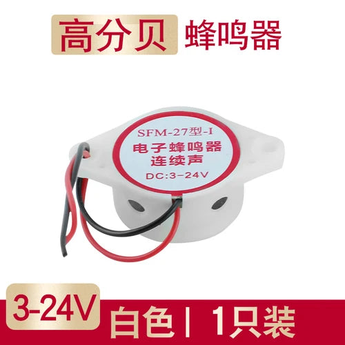 Active Buzzer High Decibel Buzzer 12V Alarm Sfm-27dc3-24 V Continuous Sound Black and White