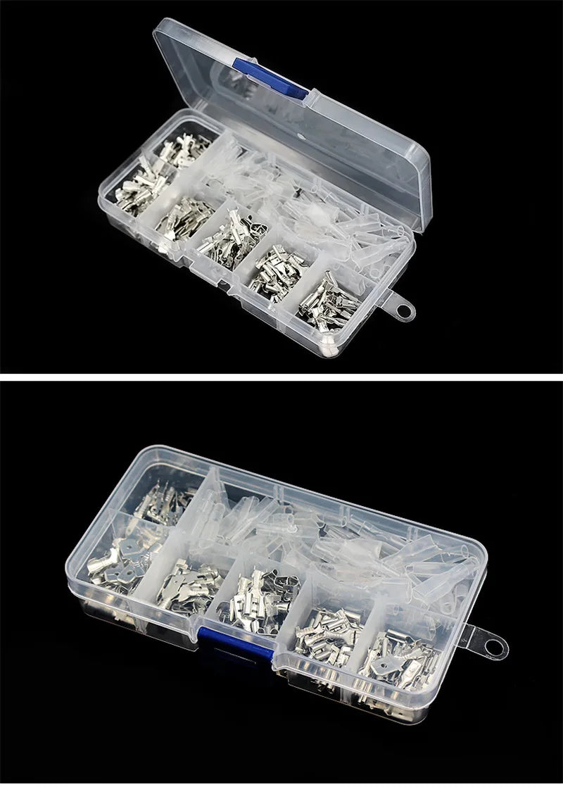 180 / 300pcs Plug Spring + Insert Piece + Sheath 6.3/4.8/2.8 Plug In Cold Pressed Terminal Box