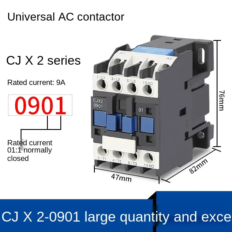 YZWM AC Contactor CJX2-6511 9A NO 3-Phase DIN Rail Mount Electric Power Contactor 24V 36V 110V 220V 380V