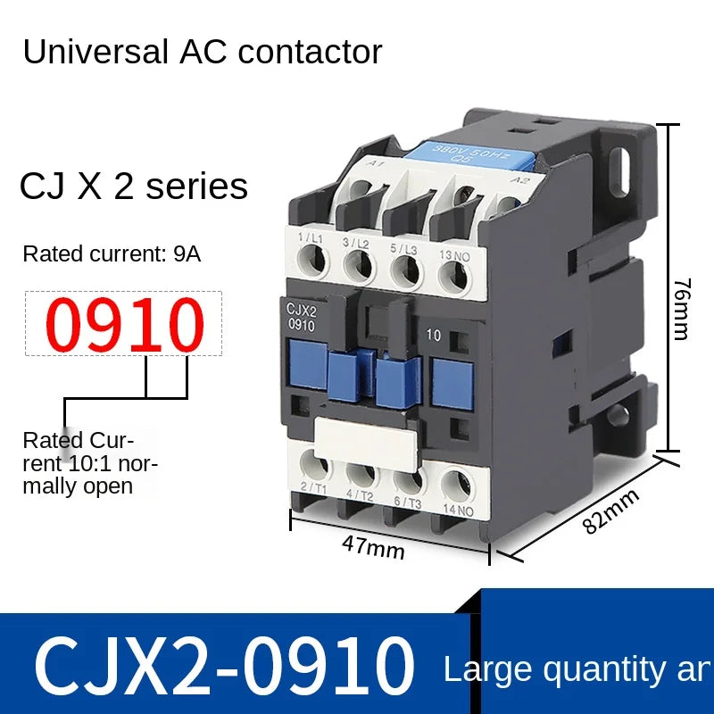 YZWM AC Contactor CJX2-6511 9A NO 3-Phase DIN Rail Mount Electric Power Contactor 24V 36V 110V 220V 380V