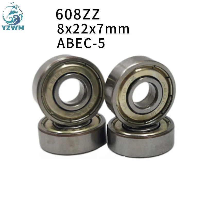 YZWM Miniature Deep Groove Ball Bearing 608zz Skateboard Roller Skate Bearing Baby Carriage Toy Caster Bearing