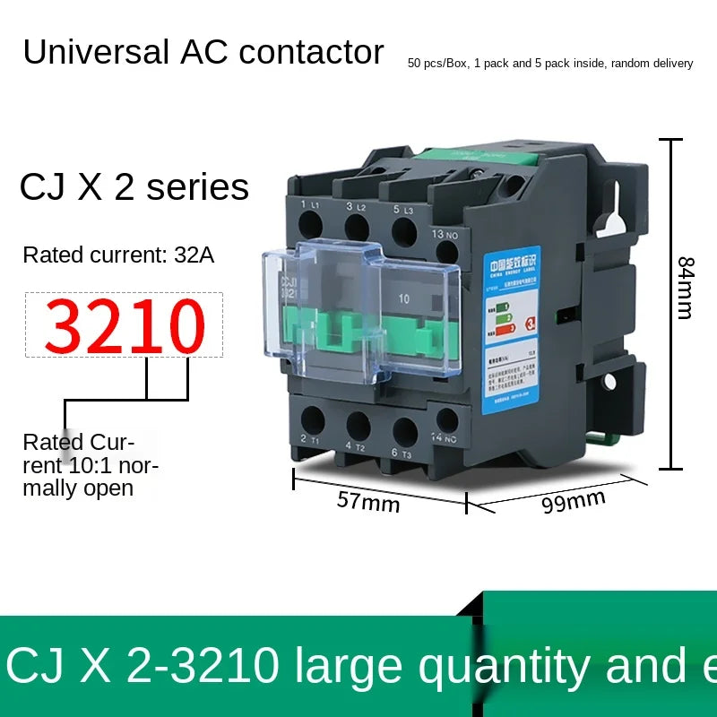 YZWM AC Contactor Cjx2-3210 3201  Dust Proof Three Phase 24V 36V 48V 110V 220V 380V