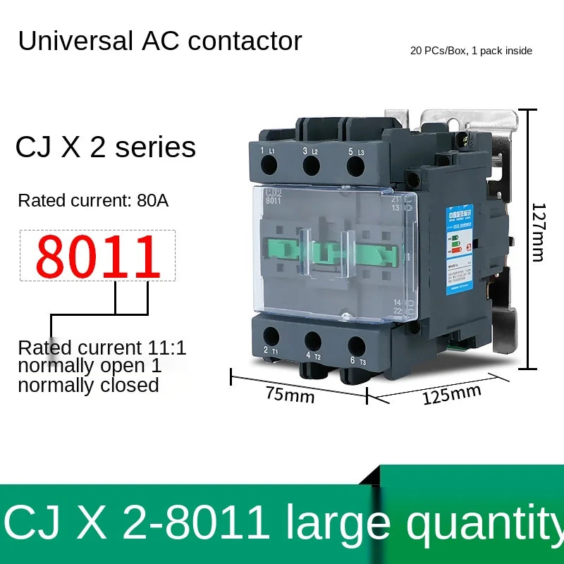 YZWM AC Contactor Cjx2-2510 2501 Dust Proof Three Phase 24V 36V 48V 110V 220V 380V