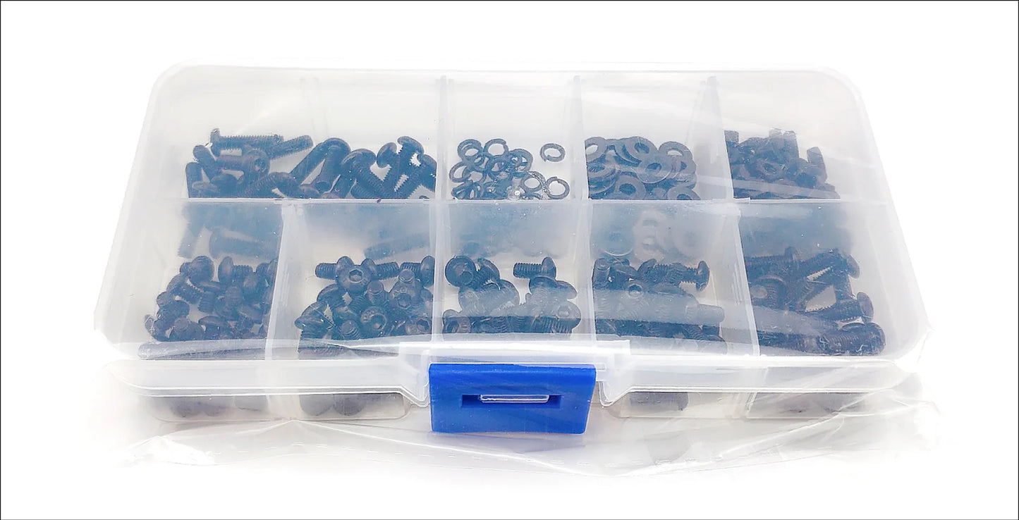 Cross Border Special Supply 300pcs Black Round Head Pan Head, Head Hexagon Screw M3 Bolt Nut Flat Pad Spring Box