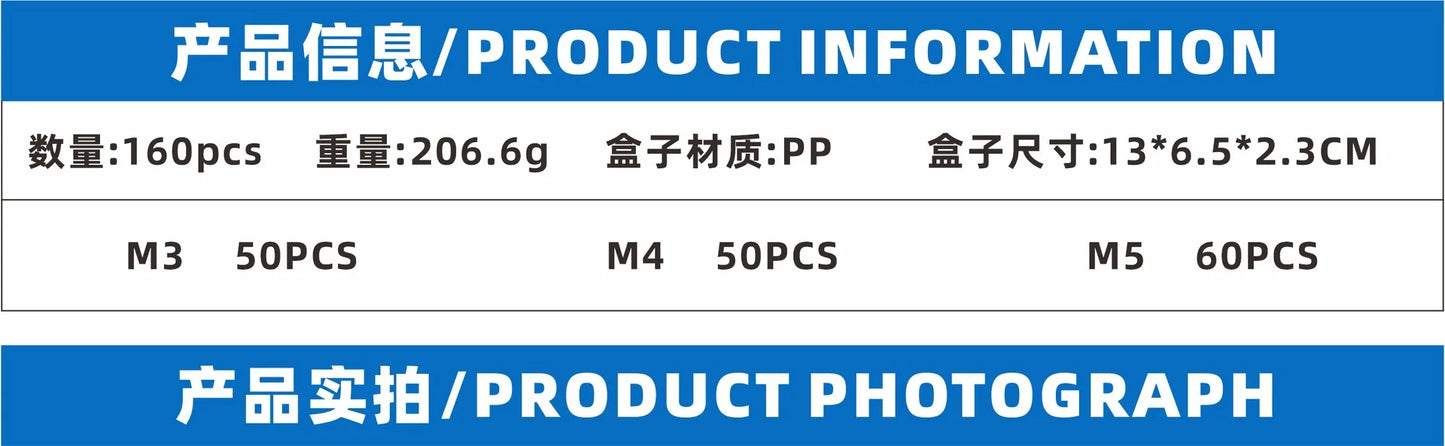 Cross Border Box 160pcs European Standard T-shaped Nut Block Special Nut M3-m4-m5 Combination Set for Aluminum Profile