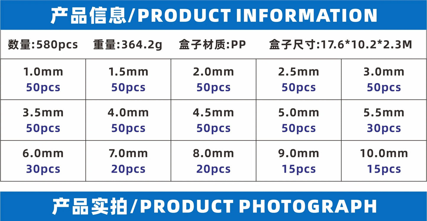 High Quality 580pcs Stainless Steel 304 Steel Ball 1.0-10.0 Combination Box Package