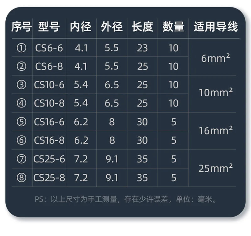 Cross Border Special Supply 60pcs SC Peep Copper Terminal Sc6-25 Copper Nose Box Copper Gold