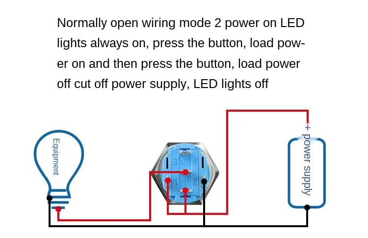 YZWM 22mm Metal Access Control Button Switch Ring with LED Light Self Locking Car Switch Refitted 6v12v24v220v