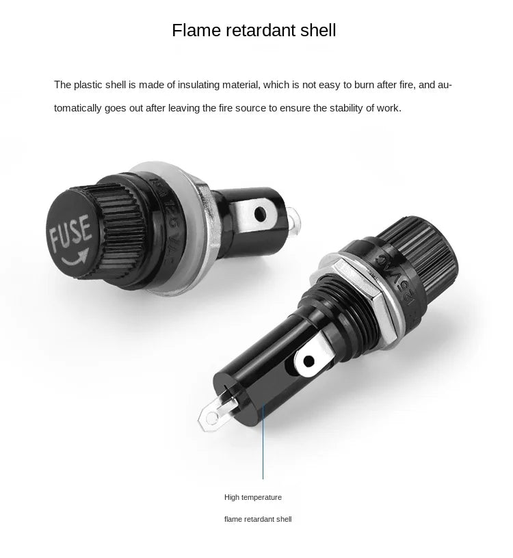 Specification size 5x20mm 6x30mmglass tube fuse holder fuse hole 12mm 15a10a250v
