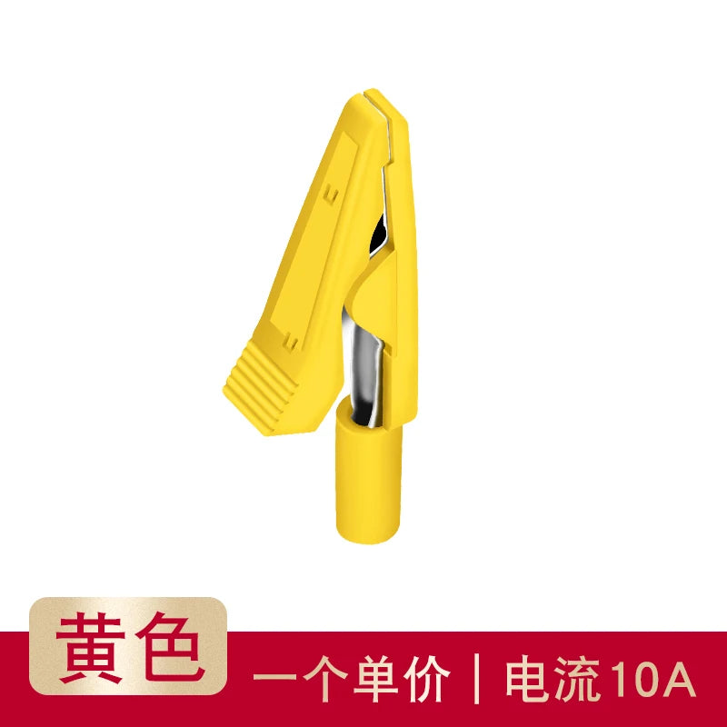 YZWM 5mm Open Hole Insulation Weldable Crocodile Clip with 2mm Jack Straight In Probe / Banana Head Test Plug Yellow Red Green