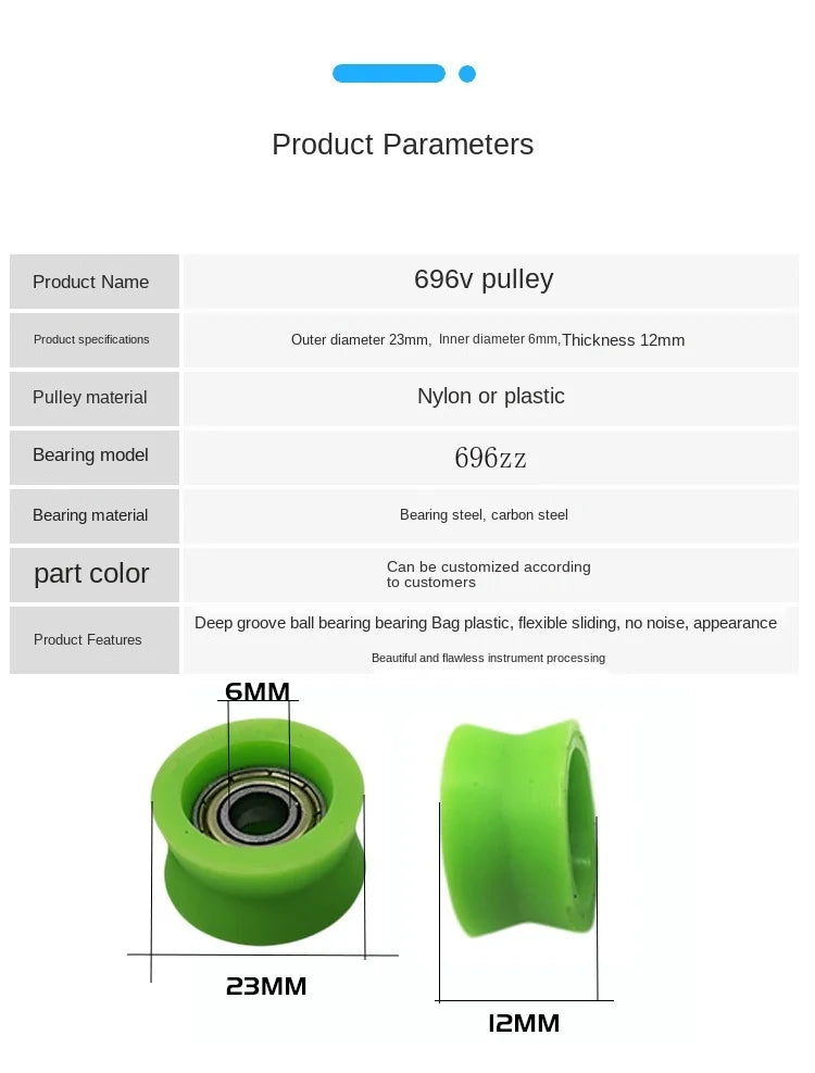 YZWM Customized Rubber Coated Nylon Bearing Track Pulley Bearing Roller 696 626 608 Plastic Coated Rubber Bearing