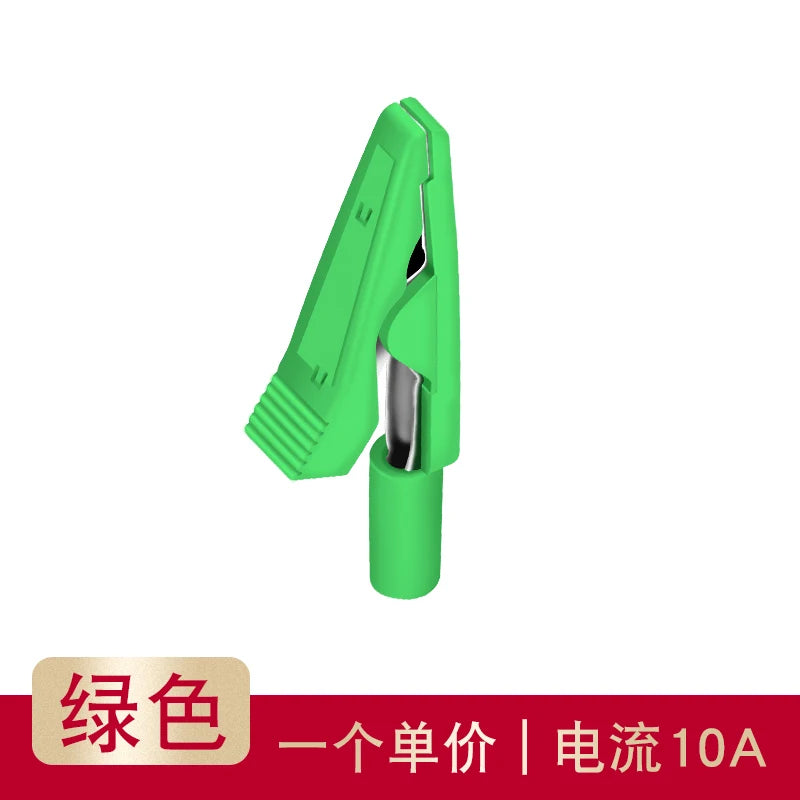 YZWM 5mm Open Hole Insulation Weldable Crocodile Clip with 2mm Jack Straight In Probe / Banana Head Test Plug Yellow Red Green