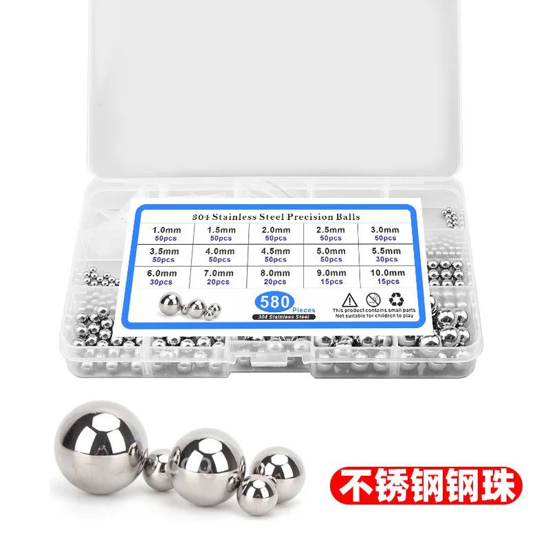 High Quality 580pcs Stainless Steel 304 Steel Ball 1.0-10.0 Combination Box Package