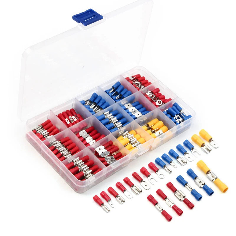 Insulated Ring Terminal Use For Bolt Hole Pure Copper Cable Cold Press Eyelet Connector Wire End Circular Crimp Lug Complete set