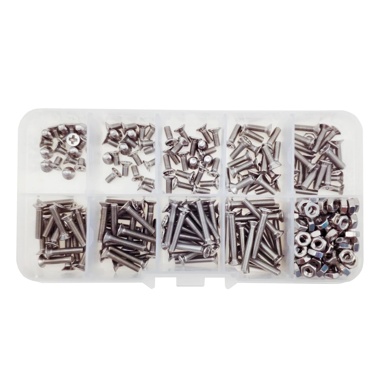 M3 stainless steel 304 cross countersunk flat head screw nut combination set box screw bolt 340pcs