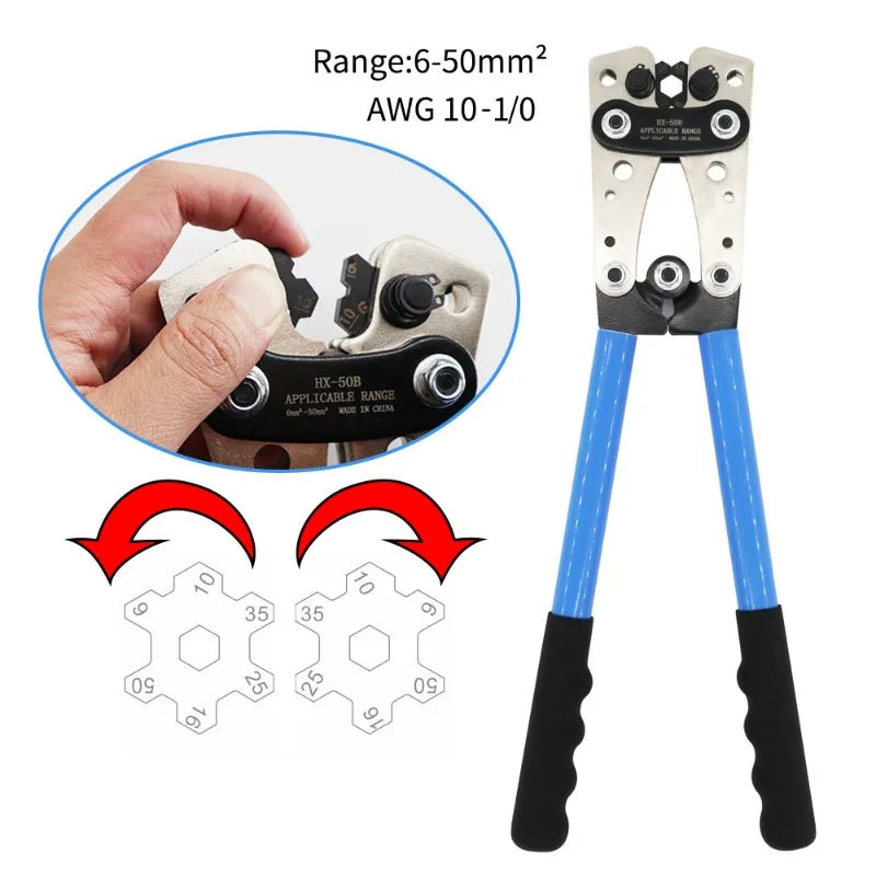 Manual Cold Press Terminal Clamp Copper Aluminum Nose Cable Crimping Pliers Sc60pcs Hx-50b Wire Crimper