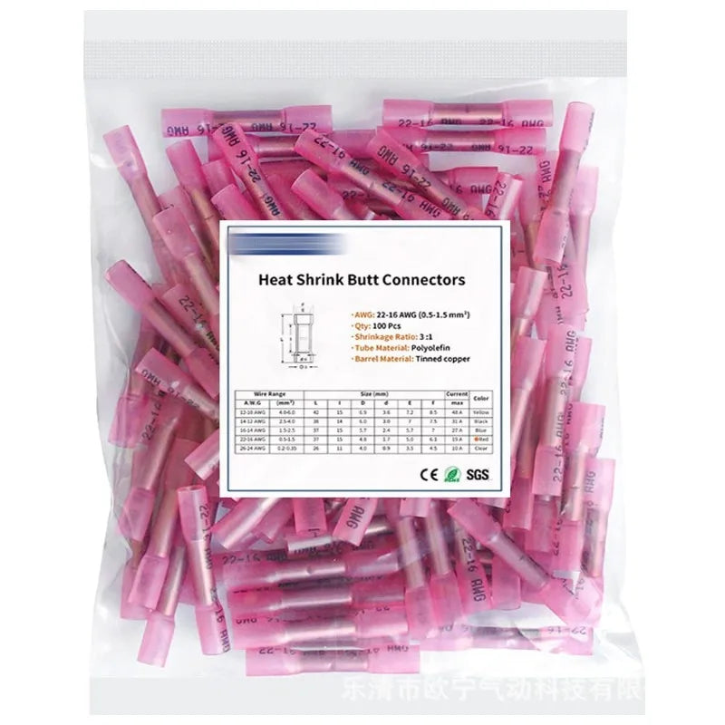 Middle Heat Shrinkable Terminal Bht100pcs Bagged White Red Blue Black Yellow Waterproof Center Terminal