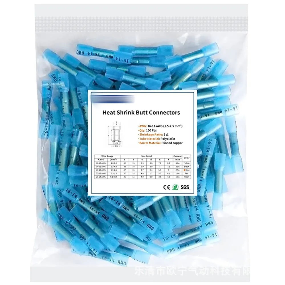 Middle Heat Shrinkable Terminal Bht100pcs Bagged White Red Blue Black Yellow Waterproof Center Terminal