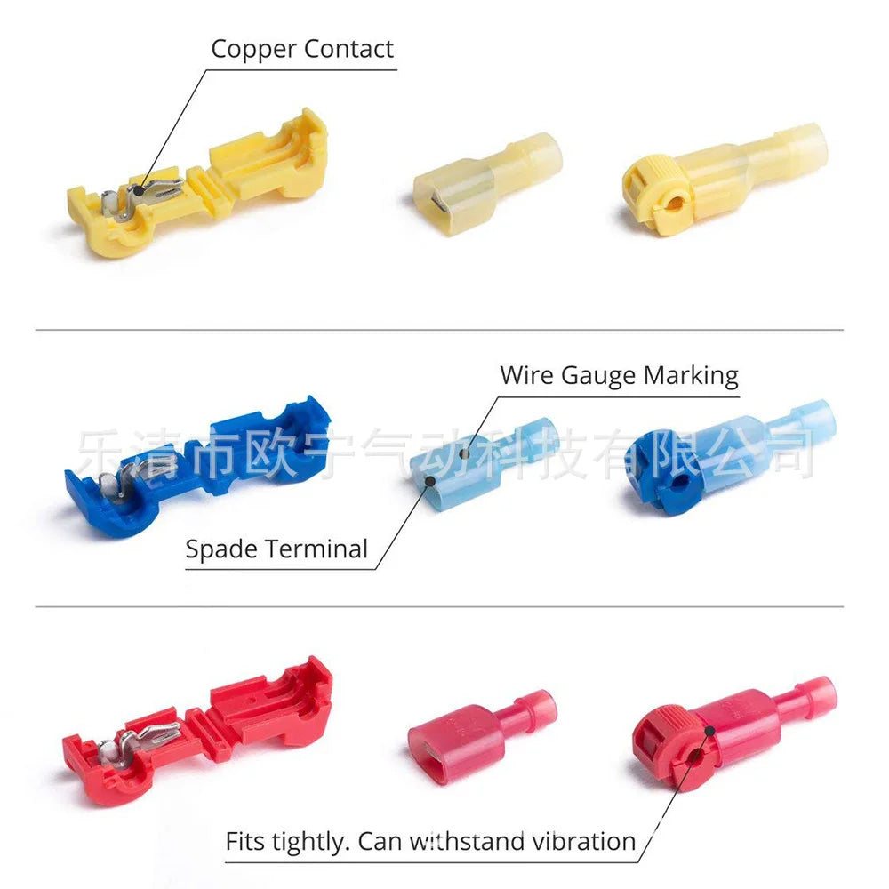 480pcs Ant Clip T-Type Break-Free Line Main Line Branch Jointing Clamp Nylon Insert Cold Compression Terminal