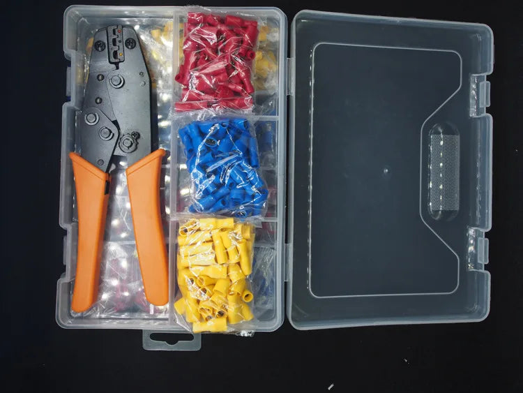 Cold Pressed Terminal Combination Set 900pcs+double Layer Crimping Pliers, Fully Insulated Plug-in Spring Box