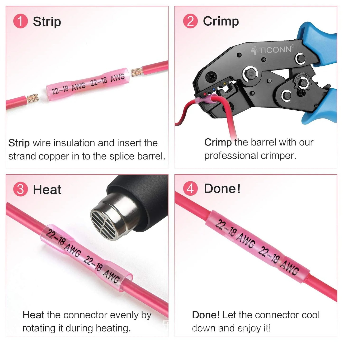 Bht200pcs Waterproof Intermediate Terminal BHT Heat Shrinkable Insulation Middle Terminal Straight Connector