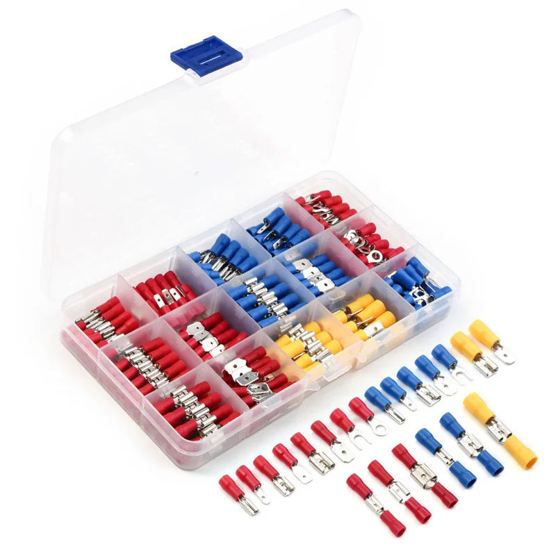 Insulated Ring Terminal Use For Bolt Hole Pure Copper Cable Cold Press Eyelet Connector Wire End Circular Crimp Lug Complete set