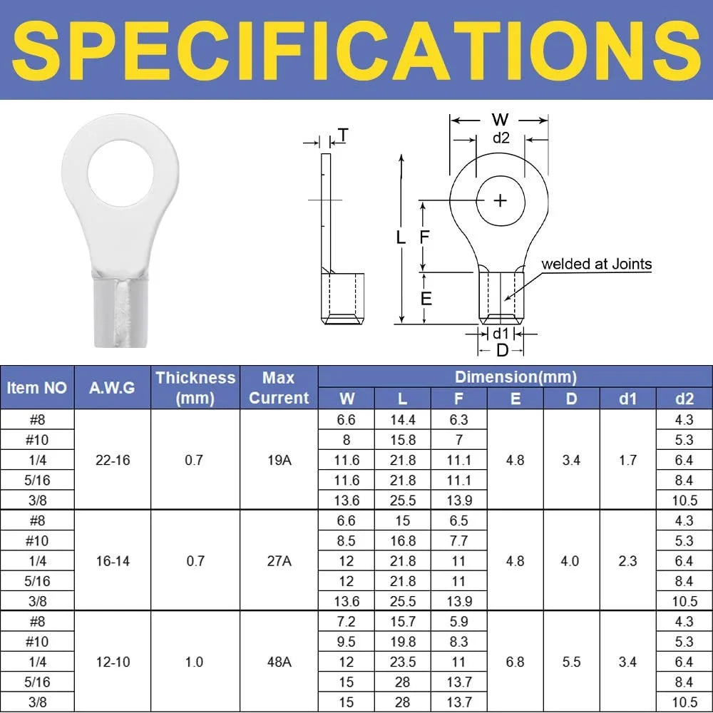 SNB Fork Bear End Socket RnB round Bare Terminal Connector Suit 330pcs